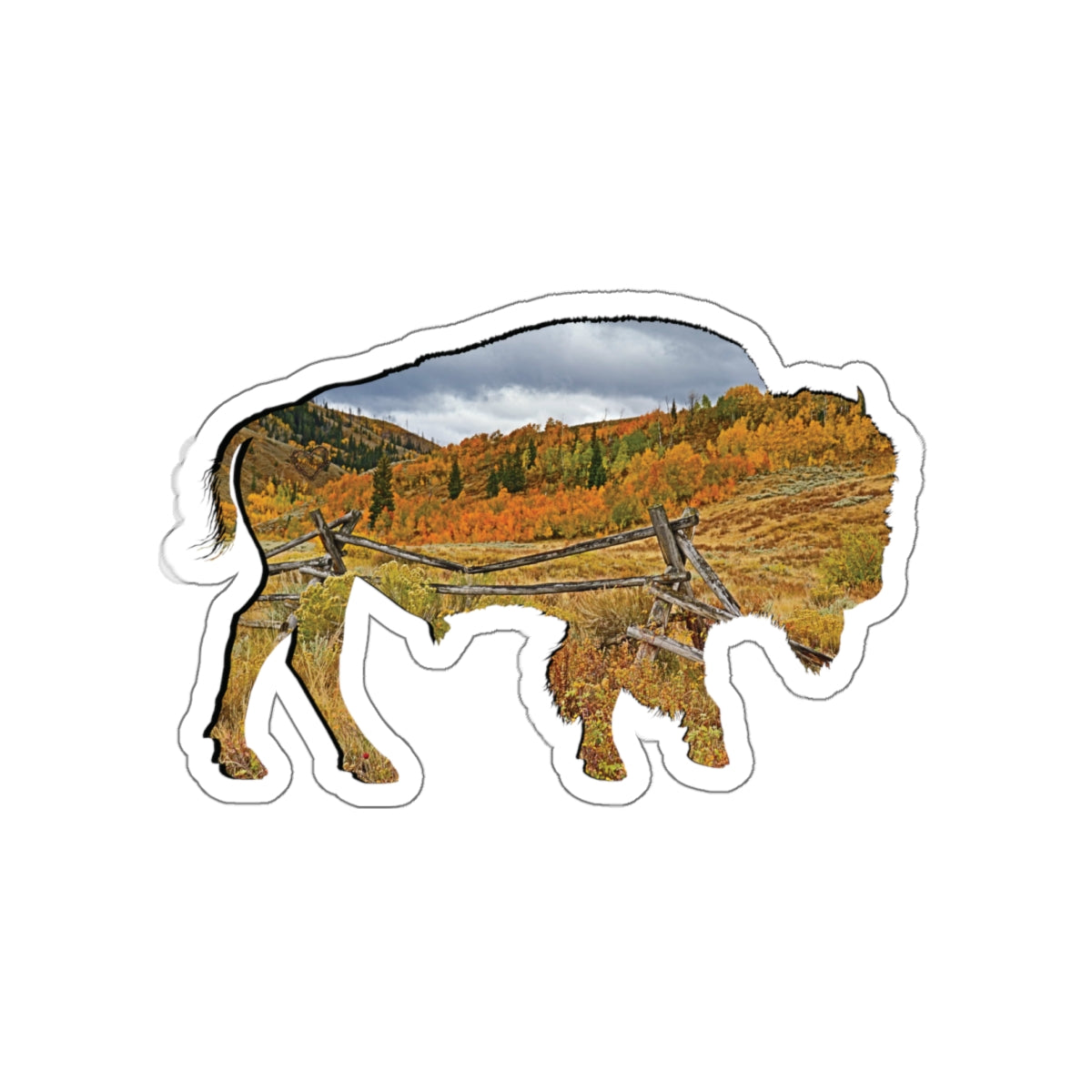 Weathered Time: Bison Autumn Buck Rail - Die-Cut Sticker