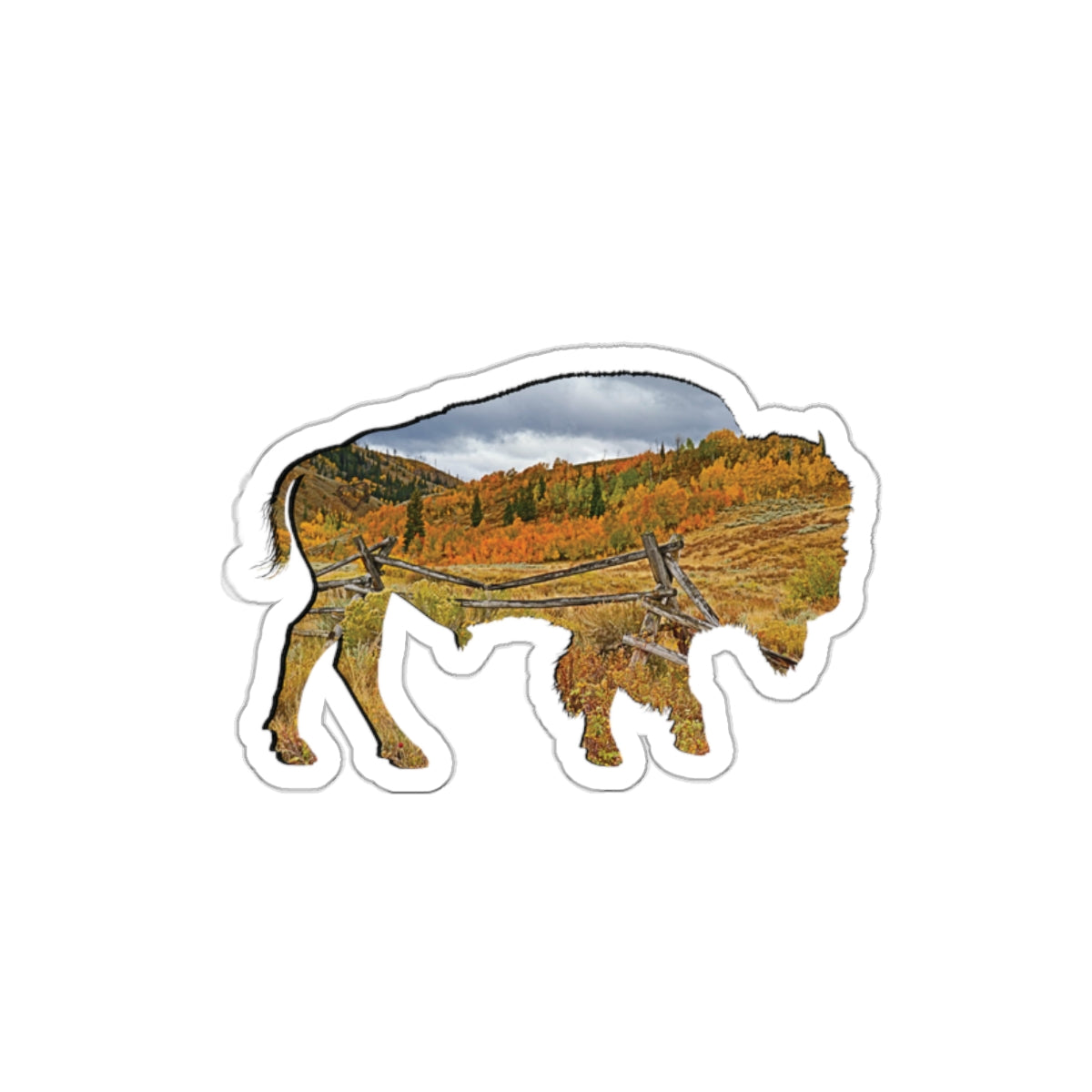 Weathered Time: Bison Autumn Buck Rail - Die-Cut Sticker