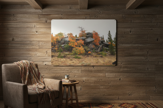 "Autumn Rocky Outcrop" - Metal Wall Art