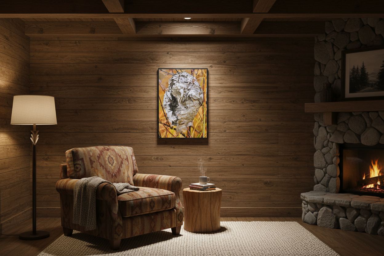 "Abandoned Wasps Nest Vibrant" - Metal Wall Art