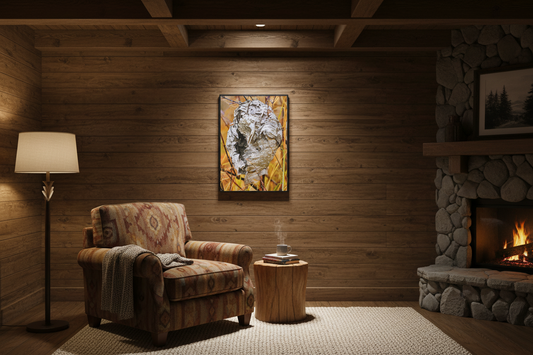 "Abandoned Wasps Nest Vibrant" - Metal Wall Art