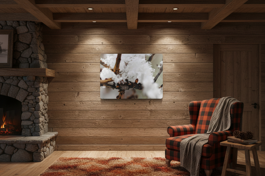 "Snowy Branch" - Metal Wall Art