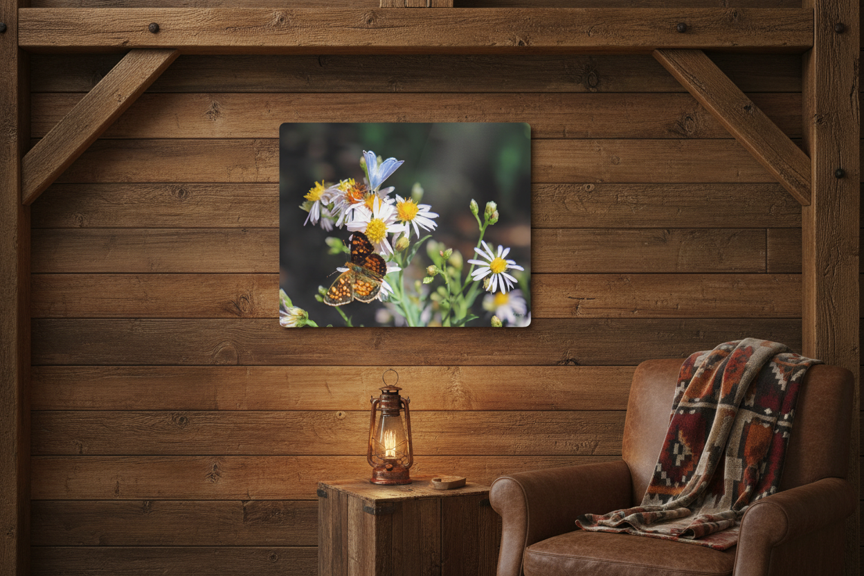 "Butterflys on Wildflowers" - Metal Wall Art
