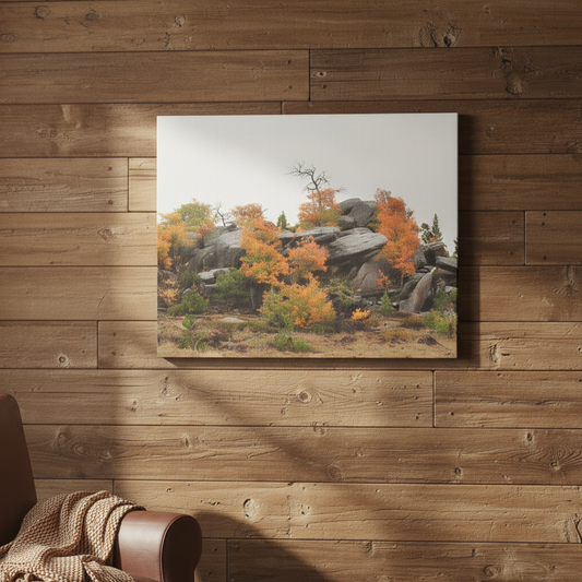"Autumn Rocky Outcrop" - Canvas Print