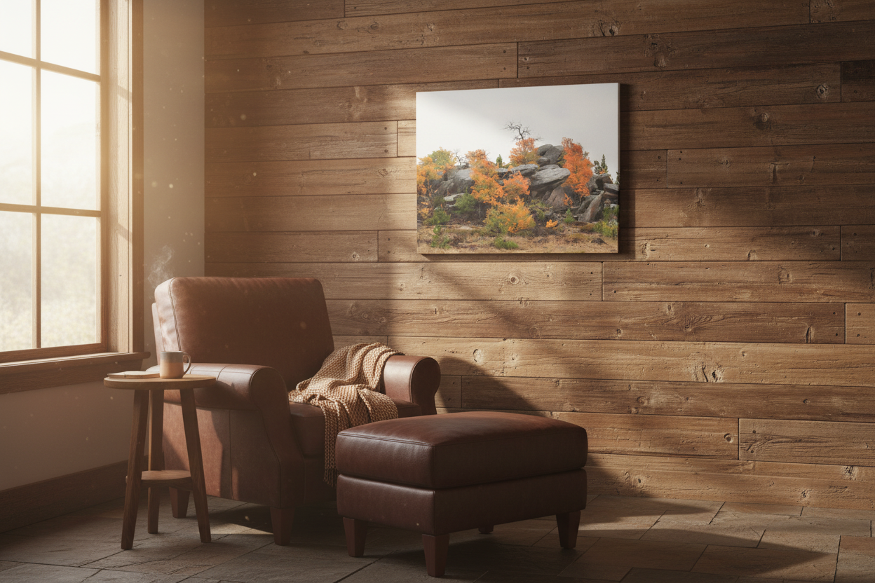 "Autumn Rocky Outcrop" - Canvas Print