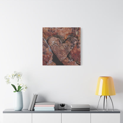 Macro photo of textured red rock and lichen, wall art for modern home decor