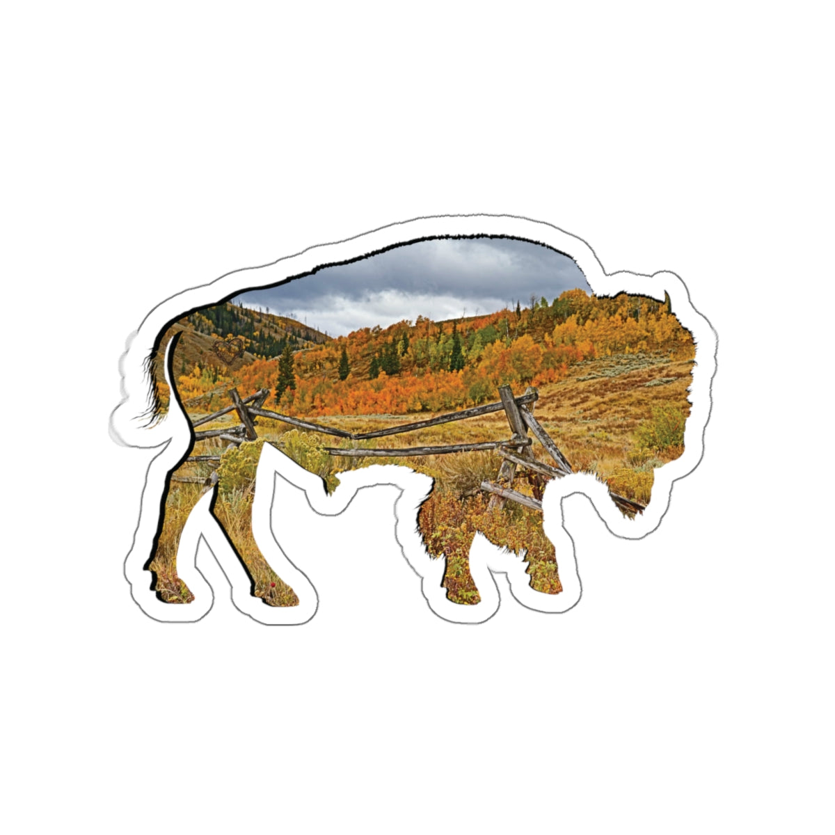 Weathered Time: Bison Autumn Buck Rail - Die-Cut Sticker