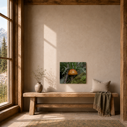 Quiet Resilience: "Mushroom in the Forest" - Metal Wall Art