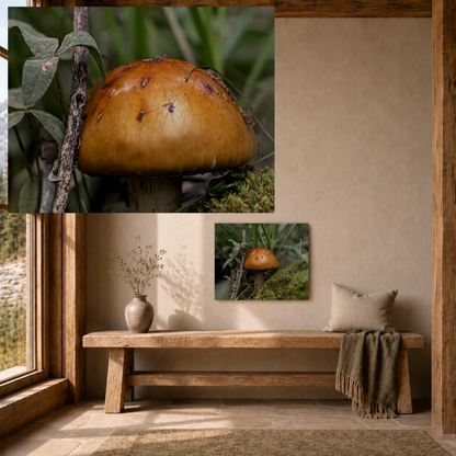 Quiet Resilience: "Mushroom in the Forest" - Metal Wall Art